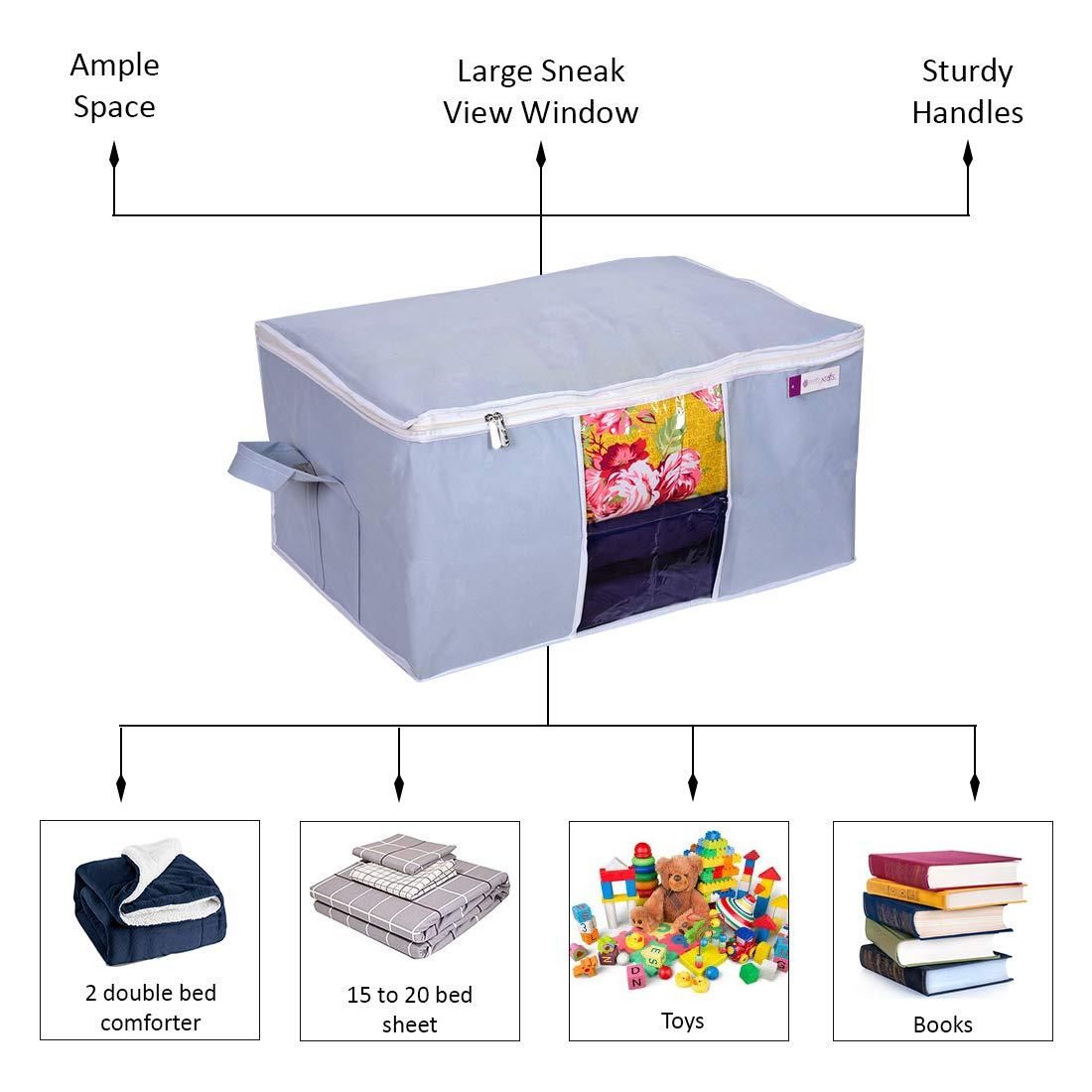 Storage Bag-UnderBed Blanket Storage Bag Covers With Handles(Set of 2)